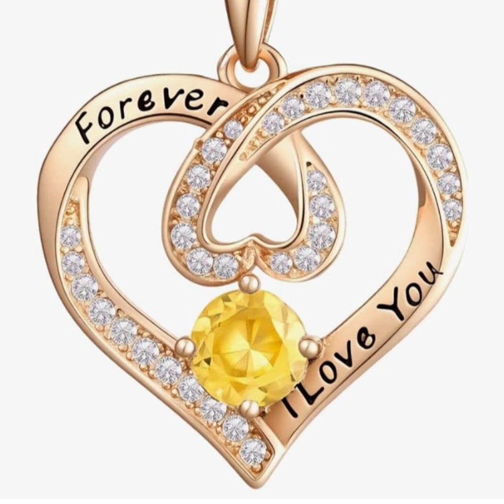 NIB Infinity Heart Necklace With Topaz Jewel